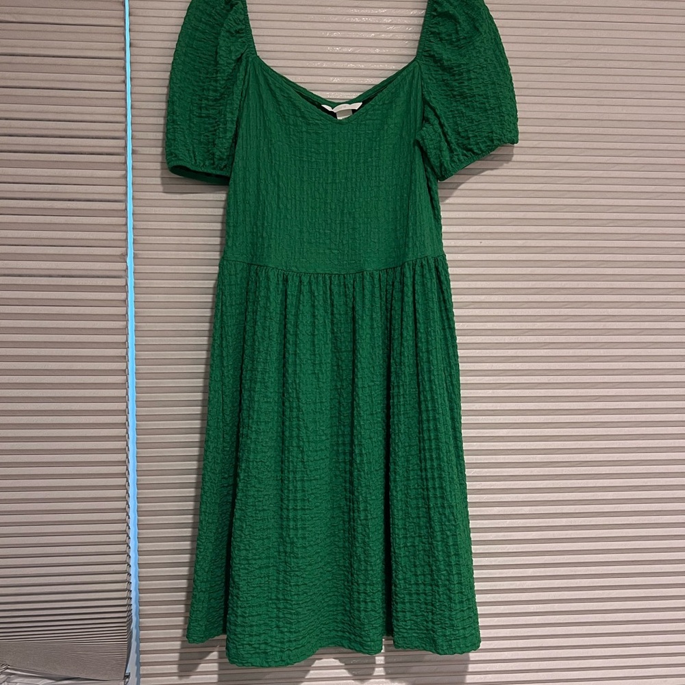 H & M Green Puff Sleeve Dress